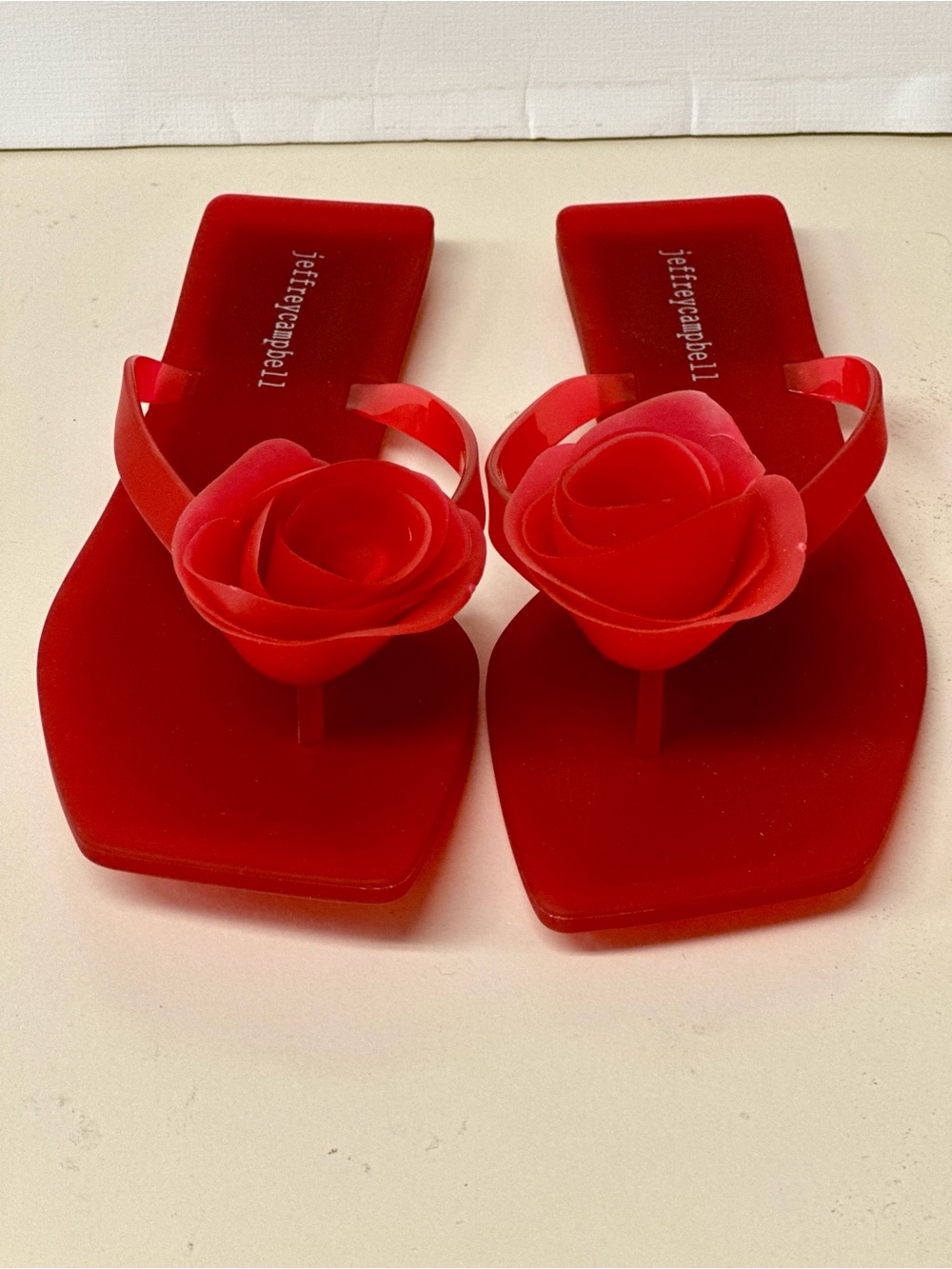 Jeffrey Campbell Red Jelly Rose Thong Sandals - Picture 2 of 5